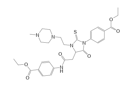 ethyl 4-{4-{2-[4-(ethoxycarbonyl)anilino]-2-oxoethyl}-3-[2-(4-methyl-1-piperazinyl)ethyl]-5-oxo-2-thioxo-1-imidazolidinyl}benzoate