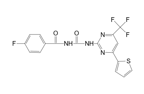 4-Fluoranyl-N-[[4-thiophen-2-yl-6-(trifluoromethyl)pyrimidin-2-yl]carbamoyl]benzamide