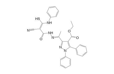 Ethyl 3-((E)-1-(2-((E)-2-cyano-3-(phenylamino)-3-thioxopropanoyl)hydrazono)ethyl)-1,5-diphenyl-1H-pyrazole-4-carboxylate