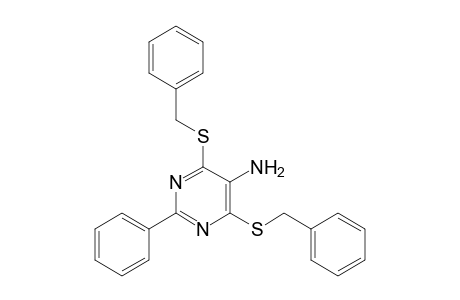 2-phenyl-4,6-bis(phenylmethylsulfanyl)pyrimidin-5-amine