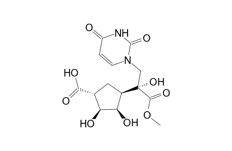 (2S,1'S,2'R,3'S,4'R)-(+)-1-[2-Hydroxy-2-(2',3'-dihydroxy-4'-hydroxycarbonylcyclopent-1'-yl)-2-methoxycarbonylethyl]-1H-pyrimidine-2,4-dione