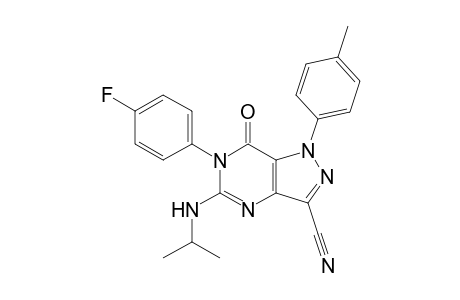 3-Cyano-6-(4-fluorophenyl)-5-isopropylamino-1-p-tolyl-1H-pyrazolo[4,3-d]pyrimidin-7(6H)-one