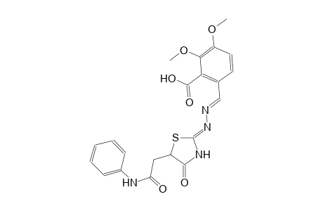 6-((E)-{(2Z)-2-[5-(2-anilino-2-oxoethyl)-4-oxo-1,3-thiazolidin-2-ylidene]hydrazono}methyl)-2,3-dimethoxybenzoic acid