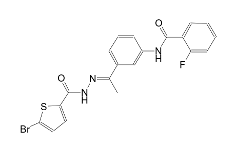 N-(3-{(1E)-N-[(5-bromo-2-thienyl)carbonyl]ethanehydrazonoyl}phenyl)-2-fluorobenzamide