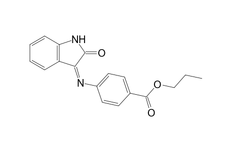 p-[(2-oxo-3-indolinylidene)amino]benzoic acid, propyl ester