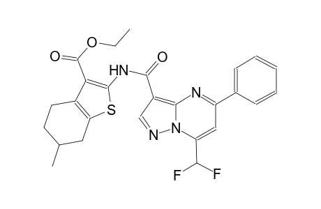 ethyl 2-({[7-(difluoromethyl)-5-phenylpyrazolo[1,5-a]pyrimidin-3-yl]carbonyl}amino)-6-methyl-4,5,6,7-tetrahydro-1-benzothiophene-3-carboxylate