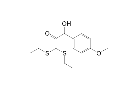 2-Propanone, 1,1-bis(ethylthio)-3-hydroxy-3-(4-methoxyphenyl)-, (.+-.)-