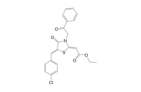 ETHYL-[5-(4-CHLOROPHENYL)-METHYLIDENE-4-OXO-3-(2-OXO-2-PHENYLETHENYL)-THIAZOLIDIN-2-YLIDENE]-ACETATE