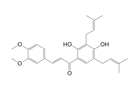 2',4'-Dihydroxy-3,4-dimethoxy-3',5'-bis(3-methylbut-2-enyl)chalcone
