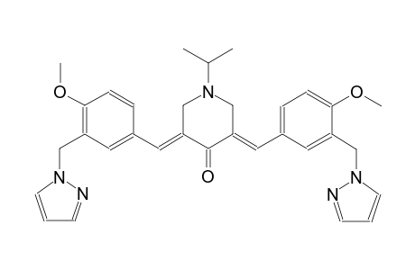 4-piperidinone, 3,5-bis[[4-methoxy-3-(1H-pyrazol-1-ylmethyl)phenyl]methylene]-1-(1-methylethyl)-, (3E,5E)-