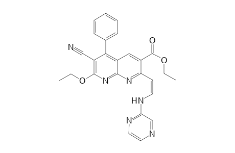 3-Cyano-2-ethoxy-6-ethoxycarbonyl-7-[2-(pyrazin-2-ylamino)vinyl]-4-phenyl-1,8-naphthyridine