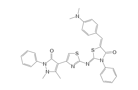 5-(4-(N,N-dimethylamnio)benzylidene)-2-(4-(2,3-dimethyl-1-phenyl-5-oxo-pyrazol-4-yl)thiazol-2-ylimino)-3-phenyl-1,3-thiazolidin-4-one