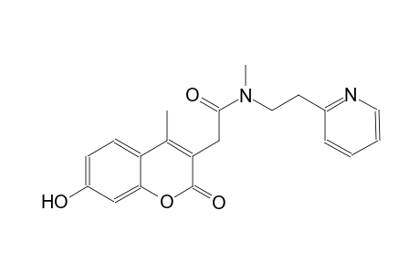 2H-1-benzopyran-3-acetamide, 7-hydroxy-N,4-dimethyl-2-oxo-N-[2-(2-pyridinyl)ethyl]-