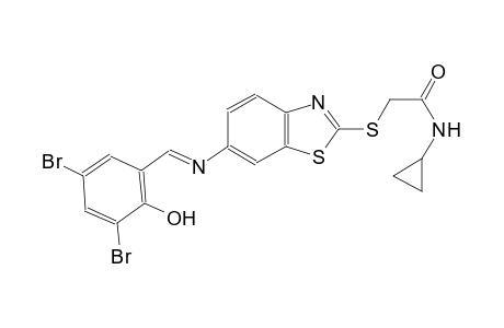 acetamide, N-cyclopropyl-2-[[6-[[(E)-(3,5-dibromo-2-hydroxyphenyl)methylidene]amino]-2-benzothiazolyl]thio]-