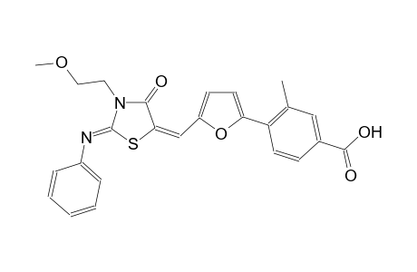 4-(5-{(E)-[(2Z)-3-(2-methoxyethyl)-4-oxo-2-(phenylimino)-1,3-thiazolidin-5-ylidene]methyl}-2-furyl)-3-methylbenzoic acid