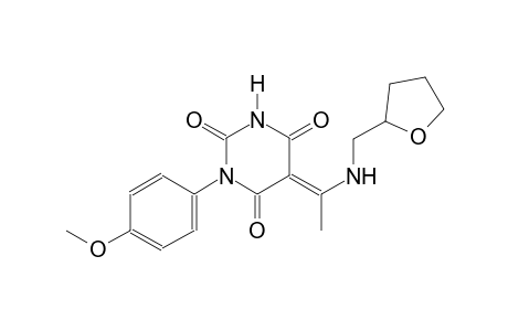 (5E)-1-(4-methoxyphenyl)-5-{1-[(tetrahydro-2-furanylmethyl)amino]ethylidene}-2,4,6(1H,3H,5H)-pyrimidinetrione