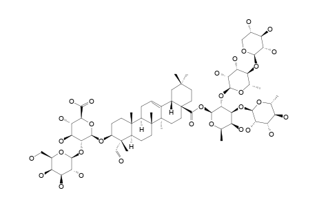 #9;GOYASAPONIN-I;28-O-BETA-D-XYLOPYRANOSYL-(1->4)-ALPHA-L-RHAMNOPYRANOSYL-(1->2)-[ALPHA-L-RHAMNOPYRANOSYL-(1->3)]-BETA-D-FUCOPYRANOSYL-GYPOSOGENIN-3-O-BETA-D-G