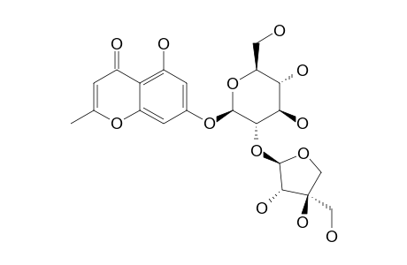 SCHUMANNIOFIOSIDE-B;2-METHYL-5,7-DIHYDROXY-CHROMONE-7-O-BETA-D-GLUCOPYRANOSYL-(1->2)-APIOFURANOSIDE