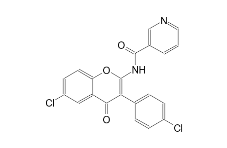 3-pyridinecarboxamide, N-[6-chloro-3-(4-chlorophenyl)-4-oxo-4H-1-benzopyran-2-yl]-