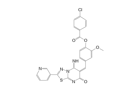 4-[(E)-(5-imino-7-oxo-2-(3-pyridinyl)-5H-[1,3,4]thiadiazolo[3,2-a]pyrimidin-6(7H)-ylidene)methyl]-2-methoxyphenyl 4-chlorobenzoate