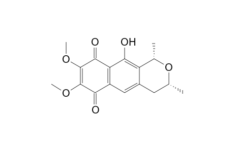 (+-)-cis-3,4,6,9-tetrahydro-10-hydroxy-7,8-dimethoxy-1,3-dimethyl-1H-naphtho[2,3-c]pyran-6,9-dione[(+-)-ventiloquinone H]