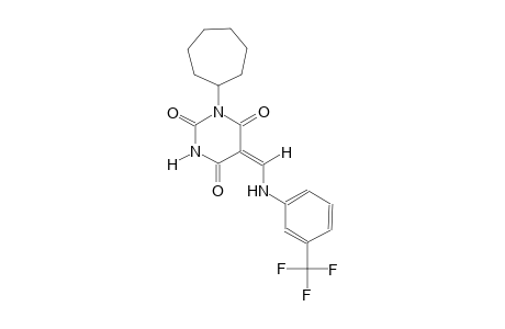 (5E)-1-cycloheptyl-5-{[3-(trifluoromethyl)anilino]methylene}-2,4,6(1H,3H,5H)-pyrimidinetrione