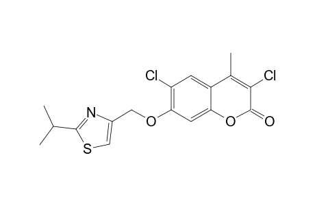 2H-1-Benzopyran-2-one, 3,6-dichloro-4-methyl-7-[[2-(1-methylethyl)-4-thiazolyl]methoxy]-