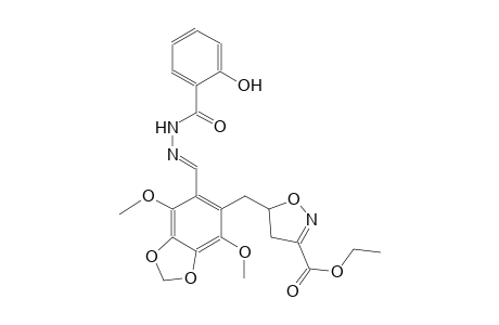 3-isoxazolecarboxylic acid, 4,5-dihydro-5-[[6-[(E)-[(2-hydroxybenzoyl)hydrazono]methyl]-4,7-dimethoxy-1,3-benzodioxol-5-yl]methyl]-, ethyl ester