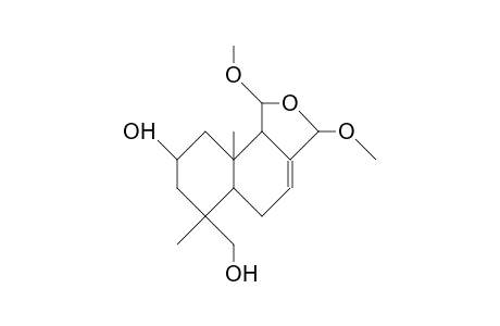 8a-Hydroxy-6a-hydroxymethyl-1,3-dimethoxy-6,9a-dimethyl-1,2,5,5a,6,7,8,9,9a,9b-decahydro-naphtho(1,2-C)furan