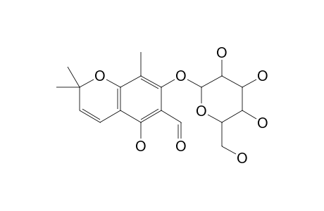 5-hydroxy-2,2,8-trimethyl-7-(3,4,5-trihydroxy-6-methylol-tetrahydropyran-2-yl)oxy-chromene-6-carbaldehyde
