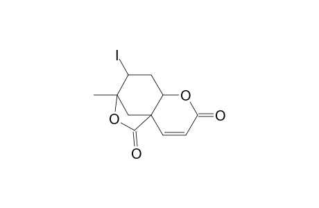 9-Iodo-8-methyl-3-oxo-2-oxabicyclo(4.4.0)dec-4-ene-6,8-carbolactone
