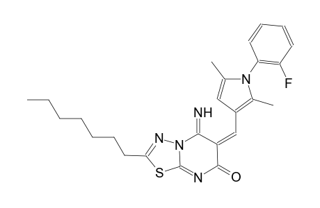 (6E)-6-{[1-(2-fluorophenyl)-2,5-dimethyl-1H-pyrrol-3-yl]methylene}-2-heptyl-5-imino-5,6-dihydro-7H-[1,3,4]thiadiazolo[3,2-a]pyrimidin-7-one