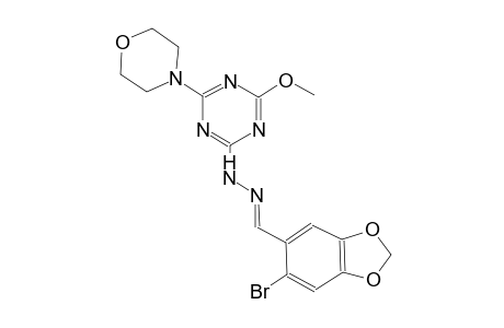 1,3-benzodioxole-5-carboxaldehyde, 6-bromo-, [4-methoxy-6-(4-morpholinyl)-1,3,5-triazin-2-yl]hydrazone