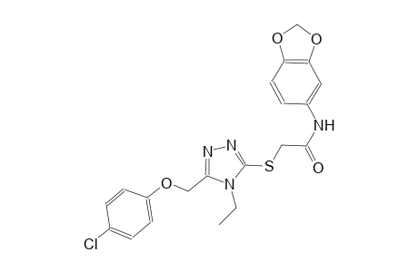 N-(1,3-benzodioxol-5-yl)-2-({5-[(4-chlorophenoxy)methyl]-4-ethyl-4H-1,2,4-triazol-3-yl}sulfanyl)acetamide