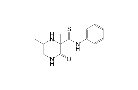 2,6-Dimethyl-3-oxidanylidene-N-phenyl-piperazine-2-carbothioamide