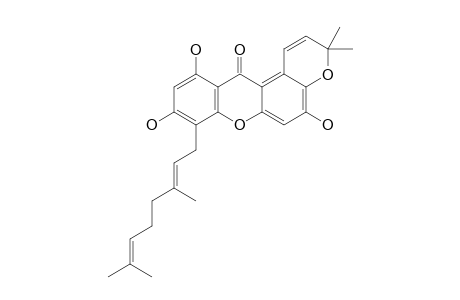 VIRGAXANTHONE-B;1,3,6-TRIHYDROXY-DIMETHYLPYRANO-4-[(2E)-3,7-DIMETHYLOCTA-2,6-DIENYL]-XANTHONE