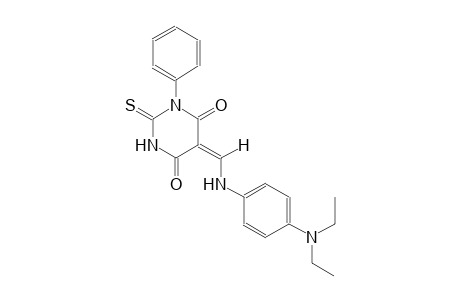(5E)-5-{[4-(diethylamino)anilino]methylene}-1-phenyl-2-thioxodihydro-4,6(1H,5H)-pyrimidinedione