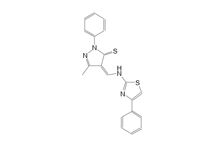 (4Z)-5-methyl-2-phenyl-4-{[(4-phenyl-1,3-thiazol-2-yl)amino]methylene}-2,4-dihydro-3H-pyrazole-3-thione