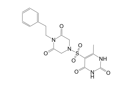 2,4(1H,3H)-pyrimidinedione, 5-[[3,5-dioxo-4-(2-phenylethyl)-1-piperazinyl]sulfonyl]-6-methyl-