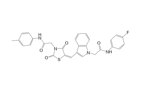 2-[3-((E)-{2,4-dioxo-3-[2-oxo-2-(4-toluidino)ethyl]-1,3-thiazolidin-5-ylidene}methyl)-1H-indol-1-yl]-N-(4-fluorophenyl)acetamide