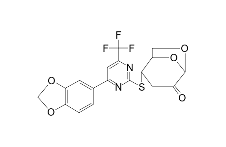 2-[4-(1,3-benzodioxol-5-yl)-6-(trifluoromethyl)pyrimidin-2-yl]sulfanyl-6,8-dioxabicyclo[3.2.1]octan-4-one