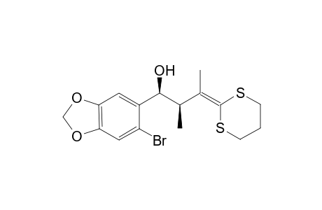 6-Bromo-5-(3-(1,3-dithian-2-ylidene)-1S*-hydroxy-2S*-methylbutyl)benzo[1,3]-1,3-dioxole