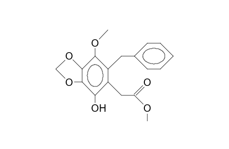 6-Benzyl-4-hydroxy-7-methoxy-1,3-benzodioxol-5-yl-acetic acid, methyl ester