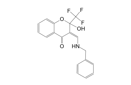 4H-1-benzopyran-4-one, 2,3-dihydro-2-hydroxy-3-[[(phenylmethyl)amino]methylene]-2-(trifluoromethyl)-, (3Z)-