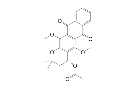 (+)-4-ACETOXY-3,4-DIHYDRO-5,12-DIMETHOXY-2,2-DIMETHYL-2H-ANTHRA-[2,3-B]-PYRAN-6,11-DIONE