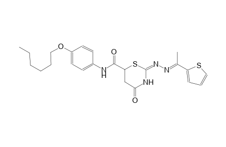 (2E)-N-[4-(hexyloxy)phenyl]-4-oxo-2-{(2E)-2-[1-(2-thienyl)ethylidene]hydrazono}-1,3-thiazinane-6-carboxamide