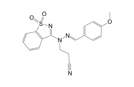 propanenitrile, 3-[(2E)-1-(1,1-dioxido-1,2-benzisothiazol-3-yl)-2-[(4-methoxyphenyl)methylene]hydrazino]-