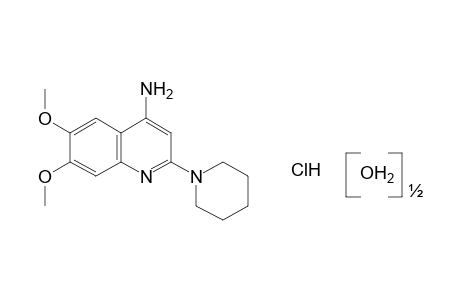 4-amino-6,7-dimethoxy-2-piperidinoquinoline, monohydrochloride, hemihydrate