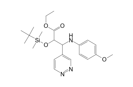 Ethyl 2-[(tert-butyldimethylsilyl)oxy]-3-(4-methoxyphenylamino)-3-(4-pyridazinyl)propionoate