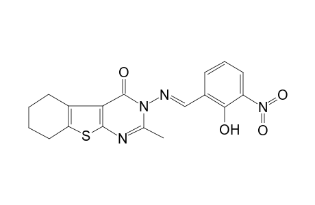 3-{[(2-hydroxy-3-nitrophenyl)methylidene]amino}-2-methyl-5,6,7,8-tetrahydro[1]benzothieno[2,3-d]pyrimidin-4(3H)-one